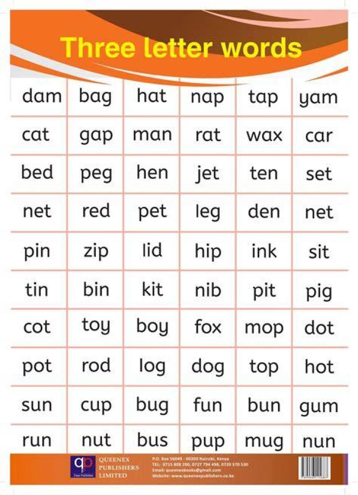 3 Letter words Queenex Publishers Limited