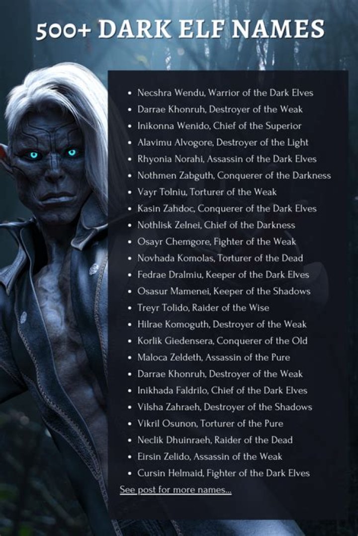 500+ Dark Elf Names Master List (Generator) 🧝 Imagine Forest Elf