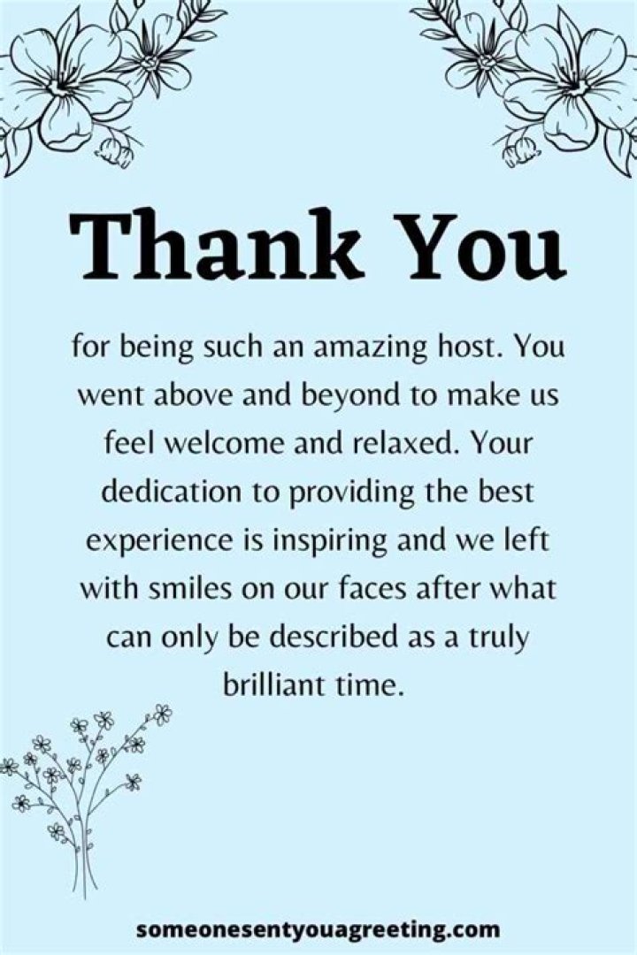 59 Thank You for your Hospitality Messages and Notes Someone Sent You