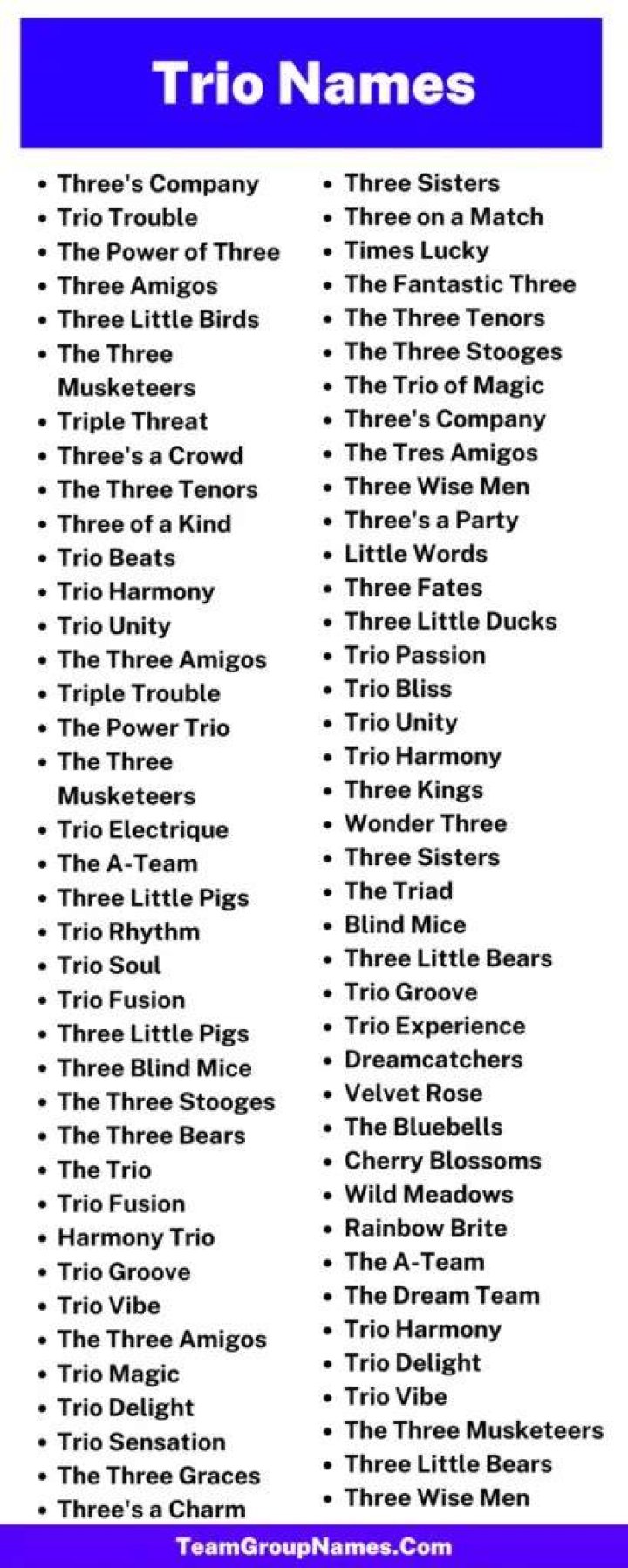 650+ Trio Names and Group Names for Three People