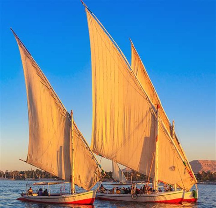 A Felucca Is Traditional Nile Sailing Boat That Has A Very Shallow