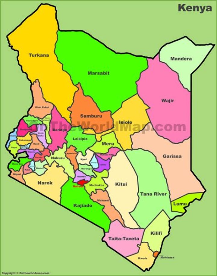 Administrative map of Kenya (Counties of Kenya)