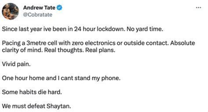 Andrew Tate Bizarre Twitter video after he was released from jail