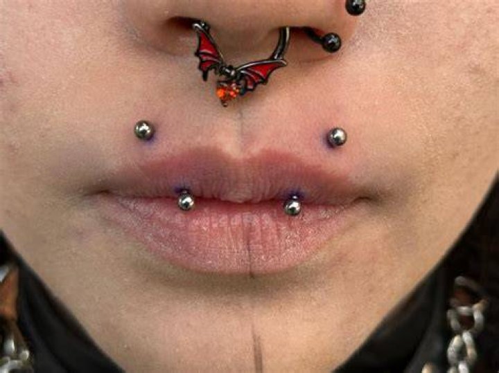 Angel Bite Piercing With Red Lip