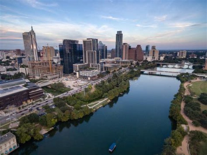 Austin City Skyline Near First Street Bridge Colorado River SGA