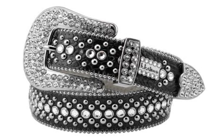 B.B. Simon Kish Black Lustrous Iced Silver Belt Zunzle