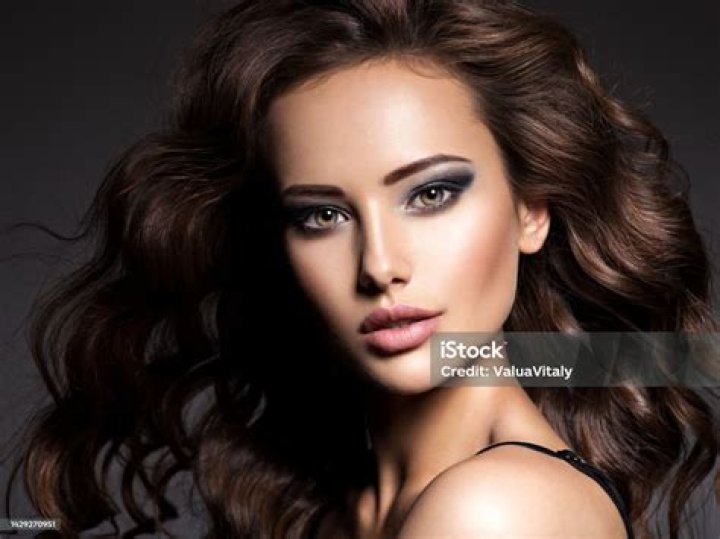 Beautiful Woman with Long Curly Brown Hair Stock Photo Image of