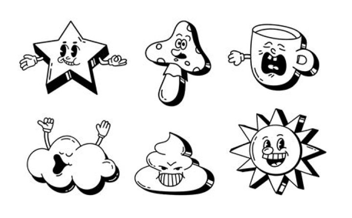 Black and White Cartoon Character Illustrations 112 Illustrations