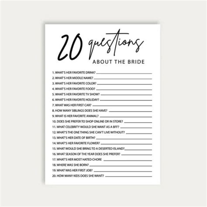 bridal shower games questions to ask the groom Bridal shower question