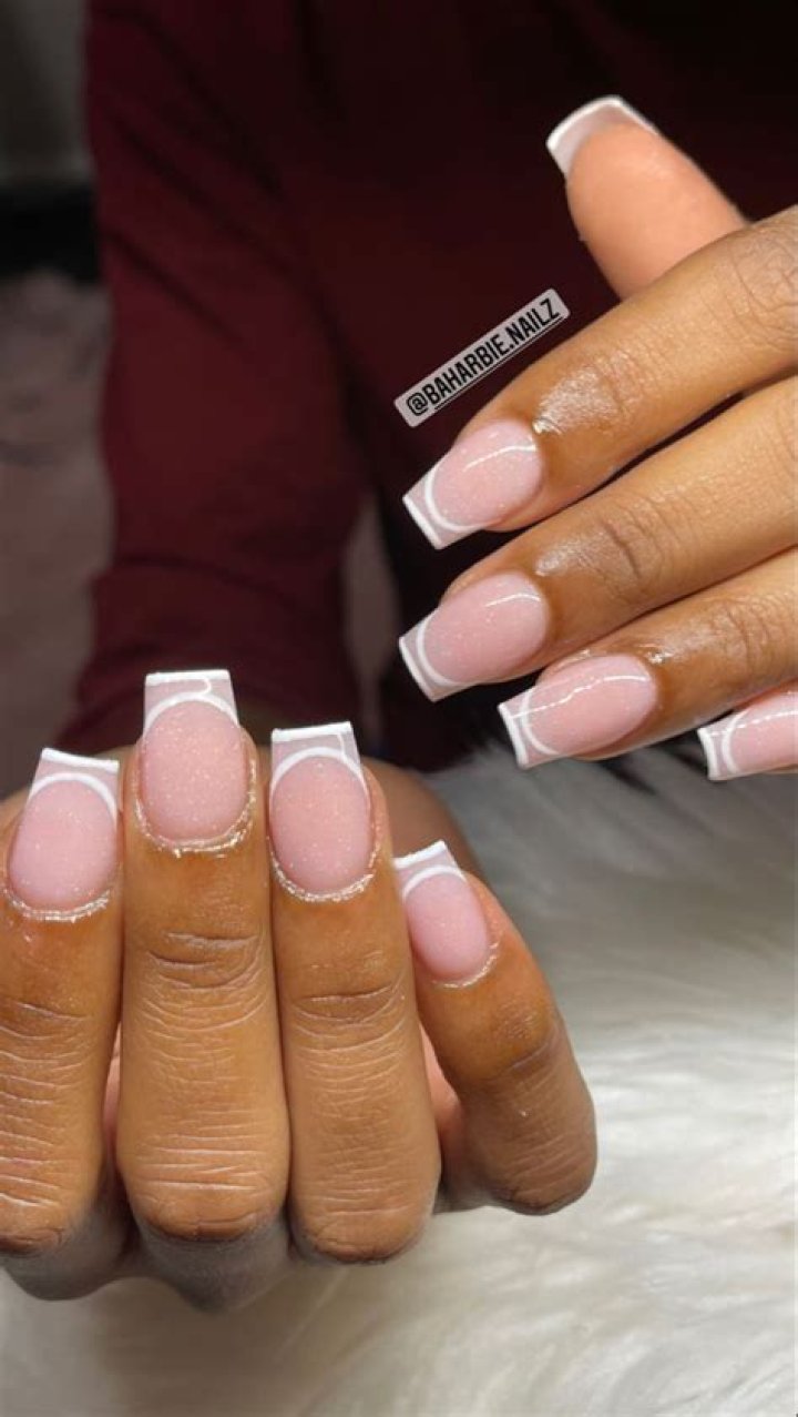 &bull;carriemuza&bull; French tip acrylic nails, Blue acrylic nails, Trendy nails