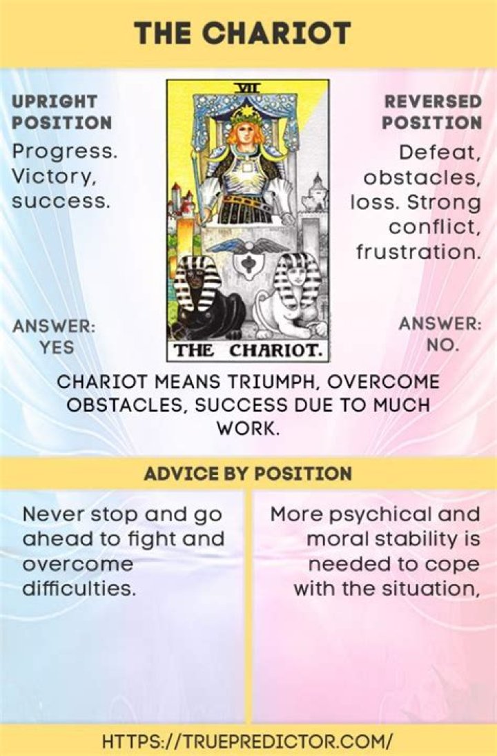 Chariot card meaning in reversed and upright position Tarot book