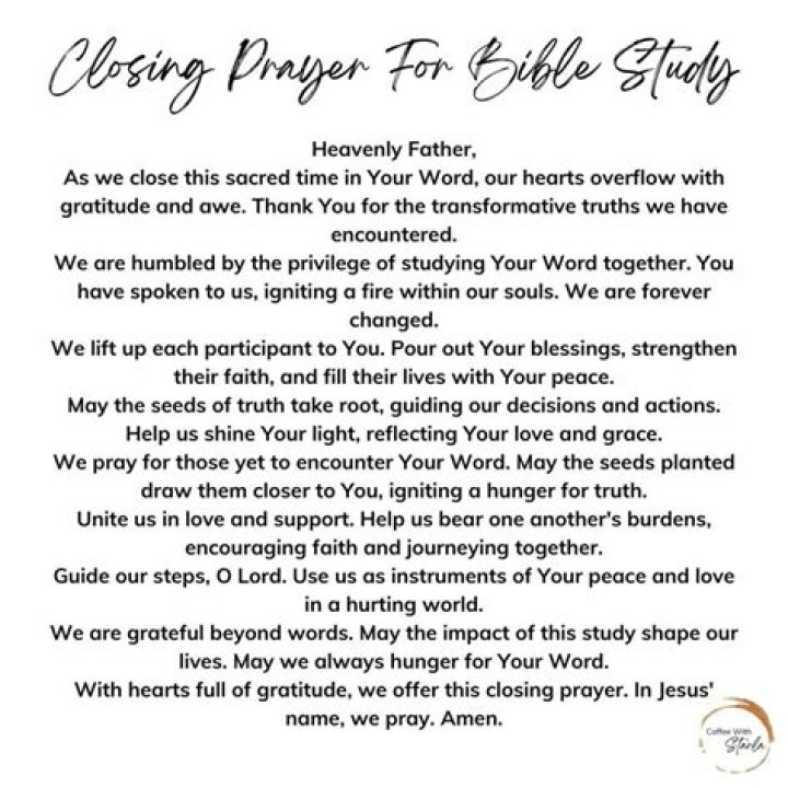 Closing Prayer For Bible Study Effective And Powerful Prayers