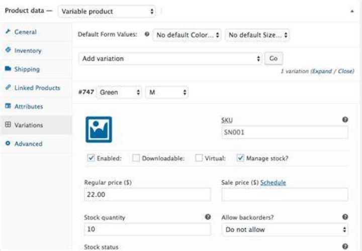 Create programmatically a product variation with new