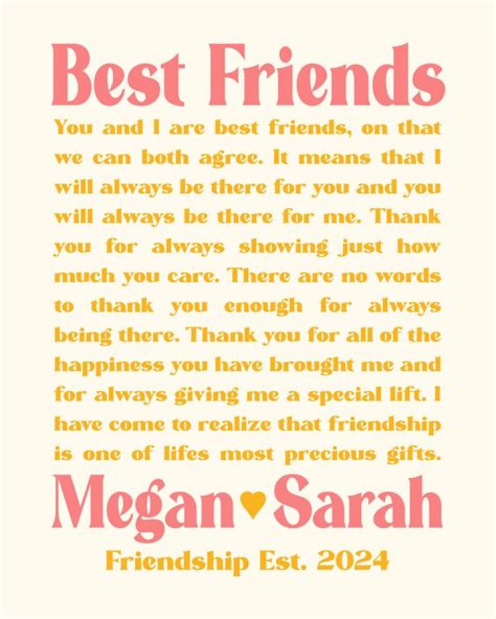 Custom Letter for Best Friend Art, Friendship Poem, Birthday or Thank