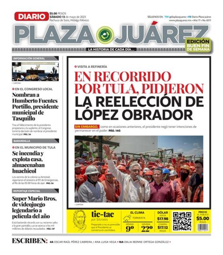 DIARIO PLAZA JU&Aacute;REZ PORTADA DEL EJEMPLAR DEL LUNES 3 DE AGOSTO 2015 by