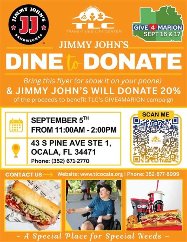 Dine to Donate at Jimmy Johns Band Aides West