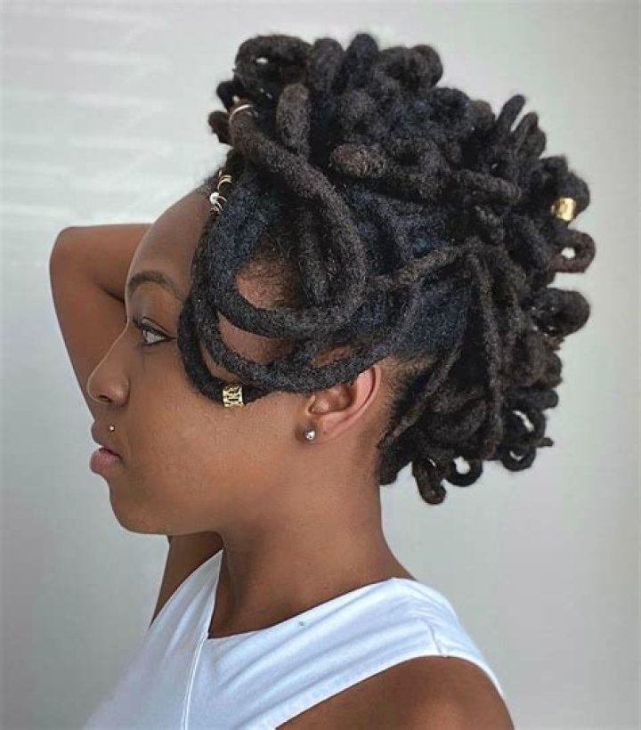 elegant loc style Dread hairstyles, Natural hair styles, Dreadlock