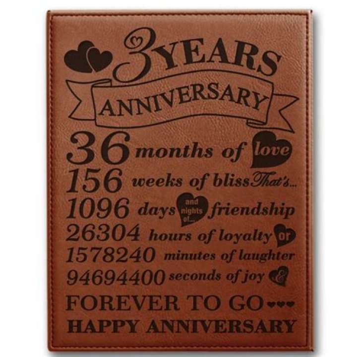 Engraved Leather Plaque Gift 3rd anniversary gifts, 3rd year