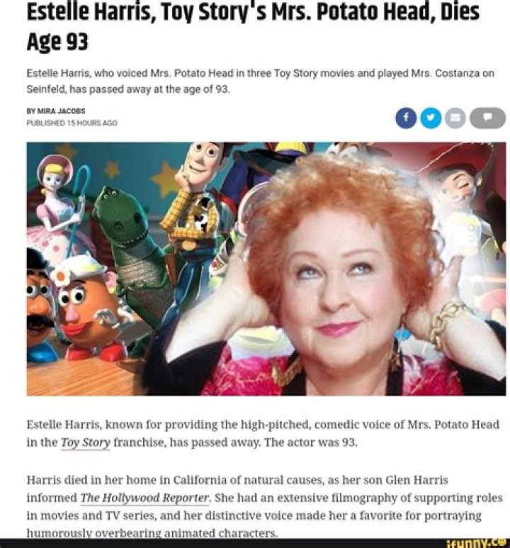 Estelle Harris, known for her role as Costanza's mother on