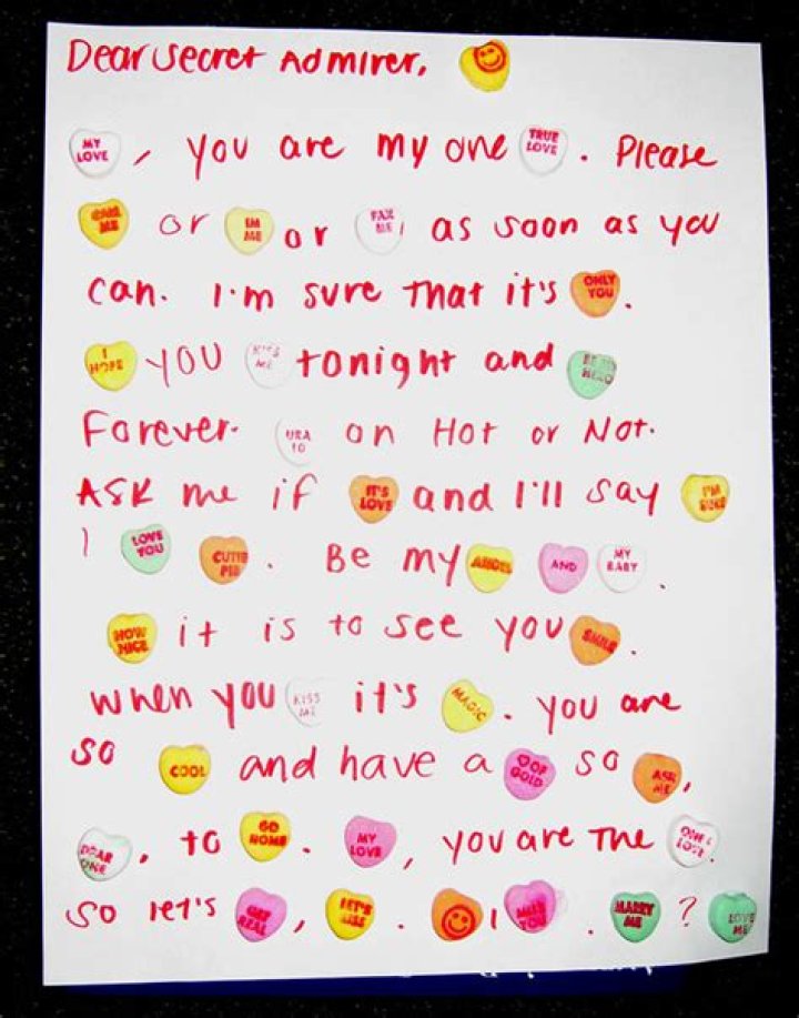 Excessively cute secret admirer note. Asking someone out, Asking a