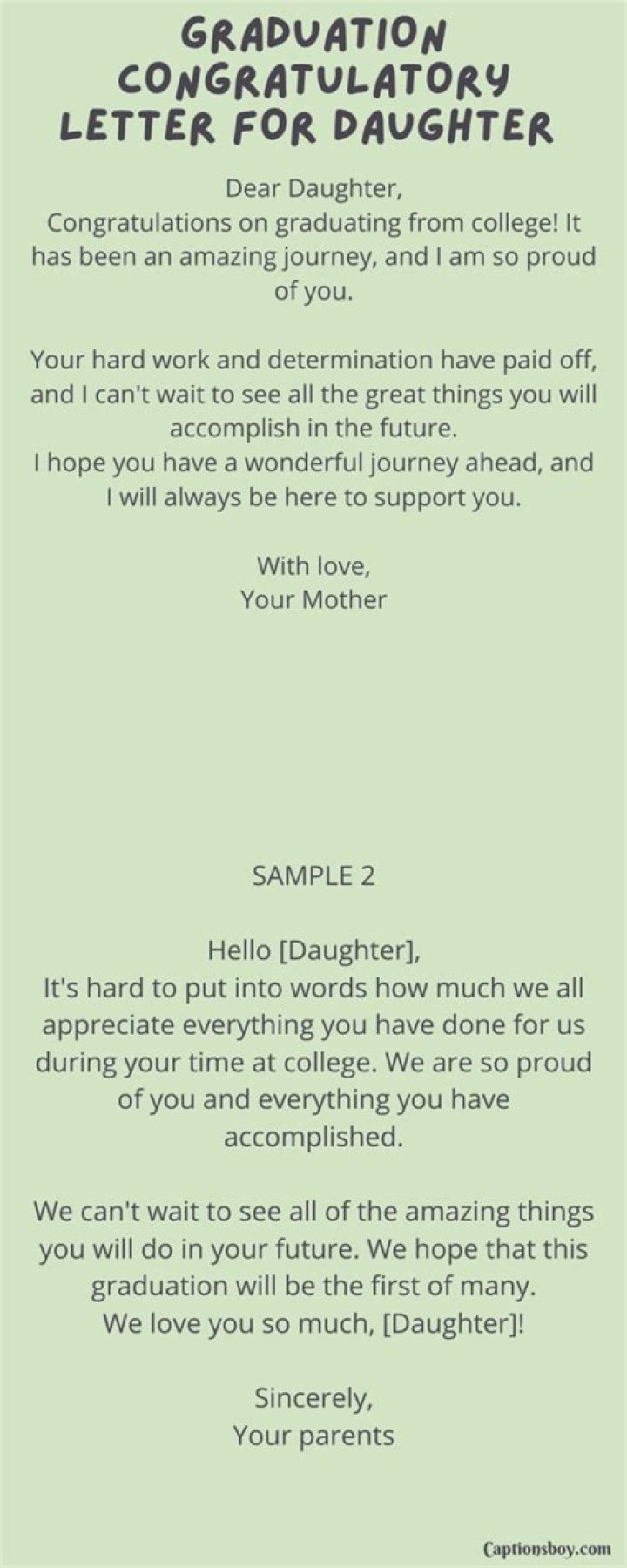 Graduation Congratulatory Letter For Daughter 6 Sample Formats