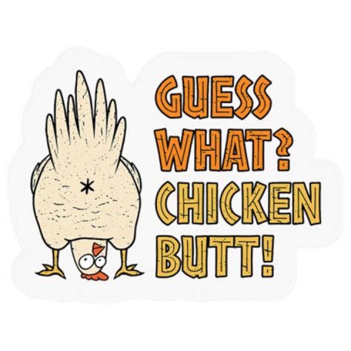 Guess What? Chicken Butt Funny Cartoon Chicken Joke Framed Print