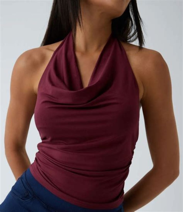 Halter Top Cowl neck top Silk satin womens tops blouses for Etsy