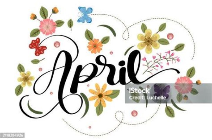 Hello april with flowers and leaves. Illustration april month
