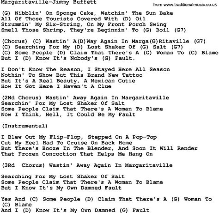 Jimmy Buffett Margaritaville Lyrics And Videos