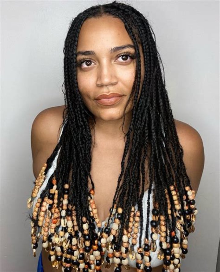 knotless braids with beads in 2021 Natural hair box braids, Big box