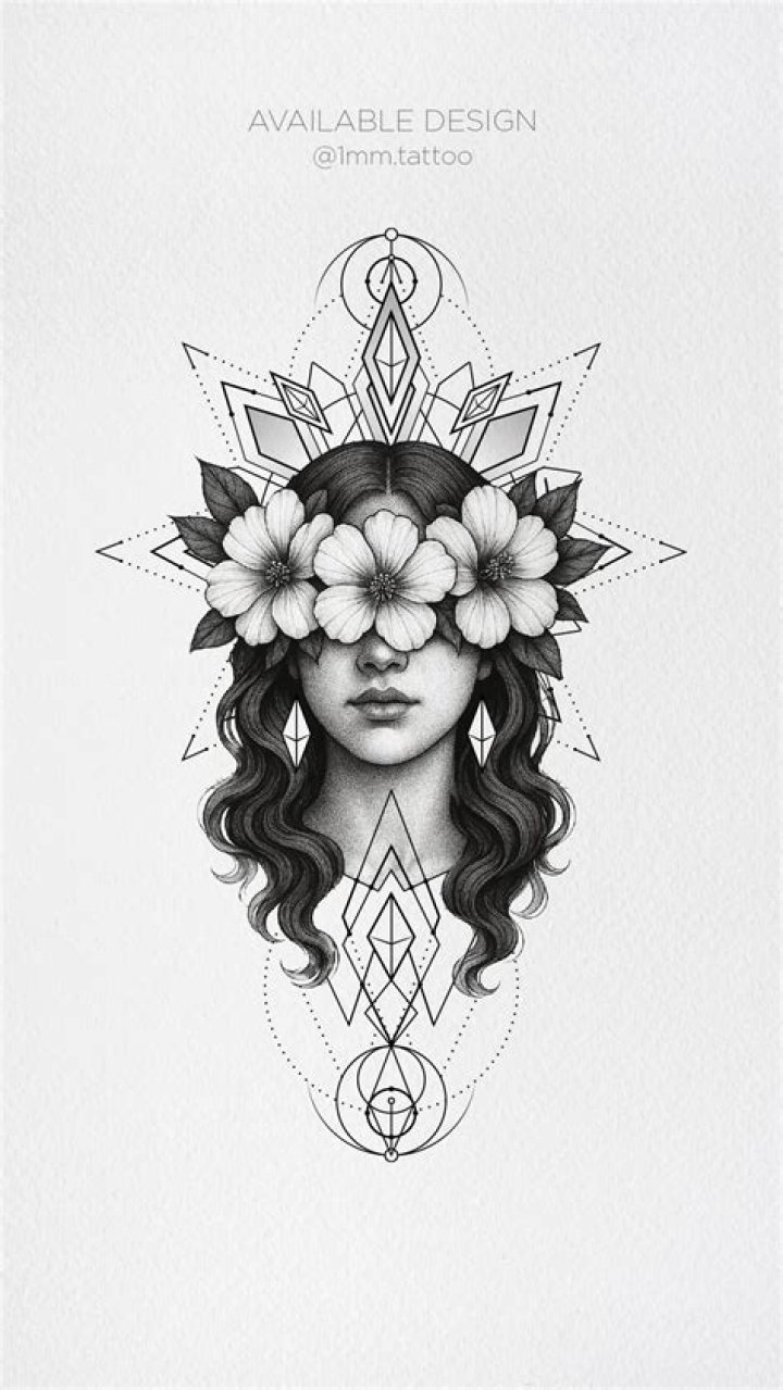 lady face flowers tattoo design Tattoo design drawings, Face tattoos