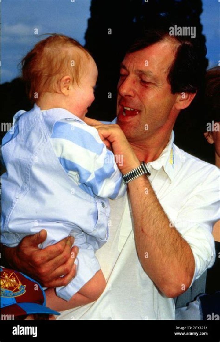 Leslie Grantham with baby son Daniel at Blenheim Palace, Oxfordshire