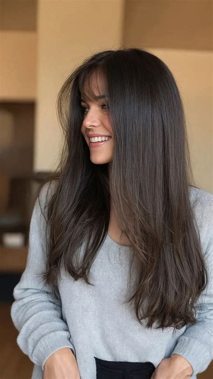 Like her hair, but especially her bangs. Hair styles, Hair tutorial