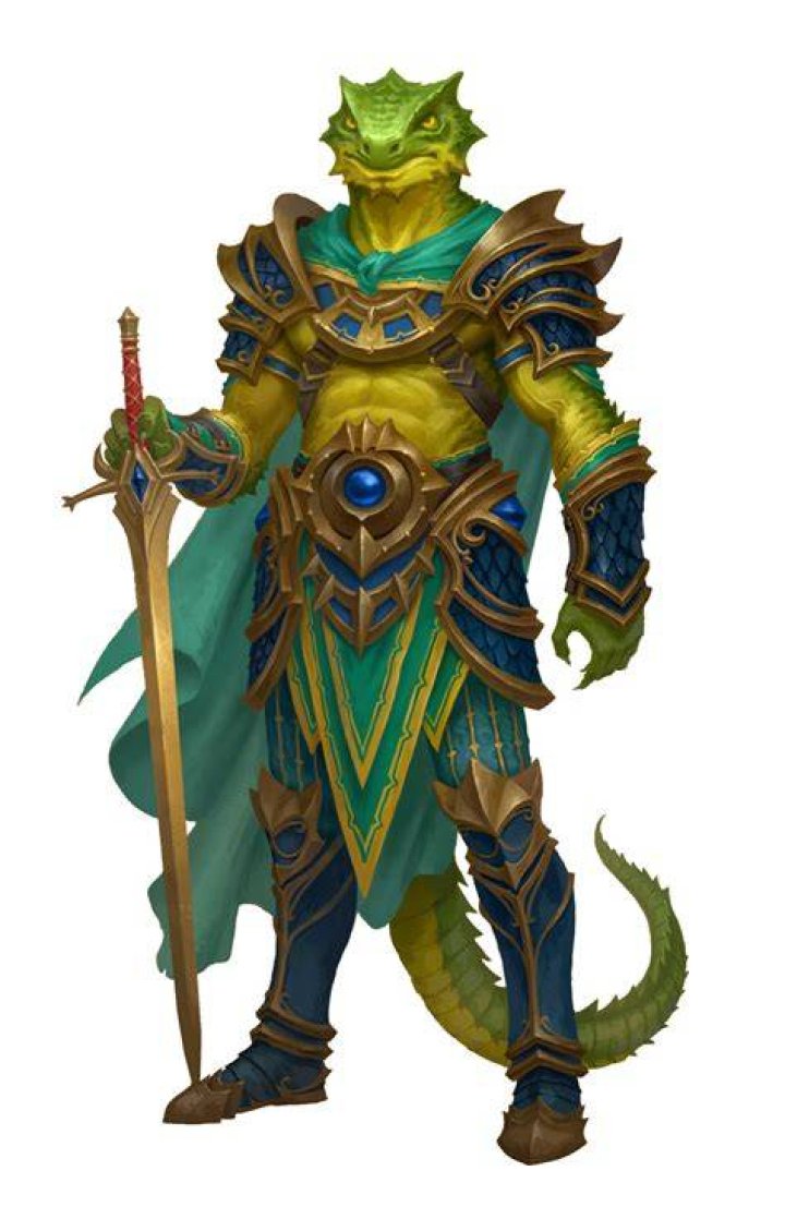 Male Lizardfolk Fighter Adventurer Pathfinder PFRPG DND D&D 3.5 5E