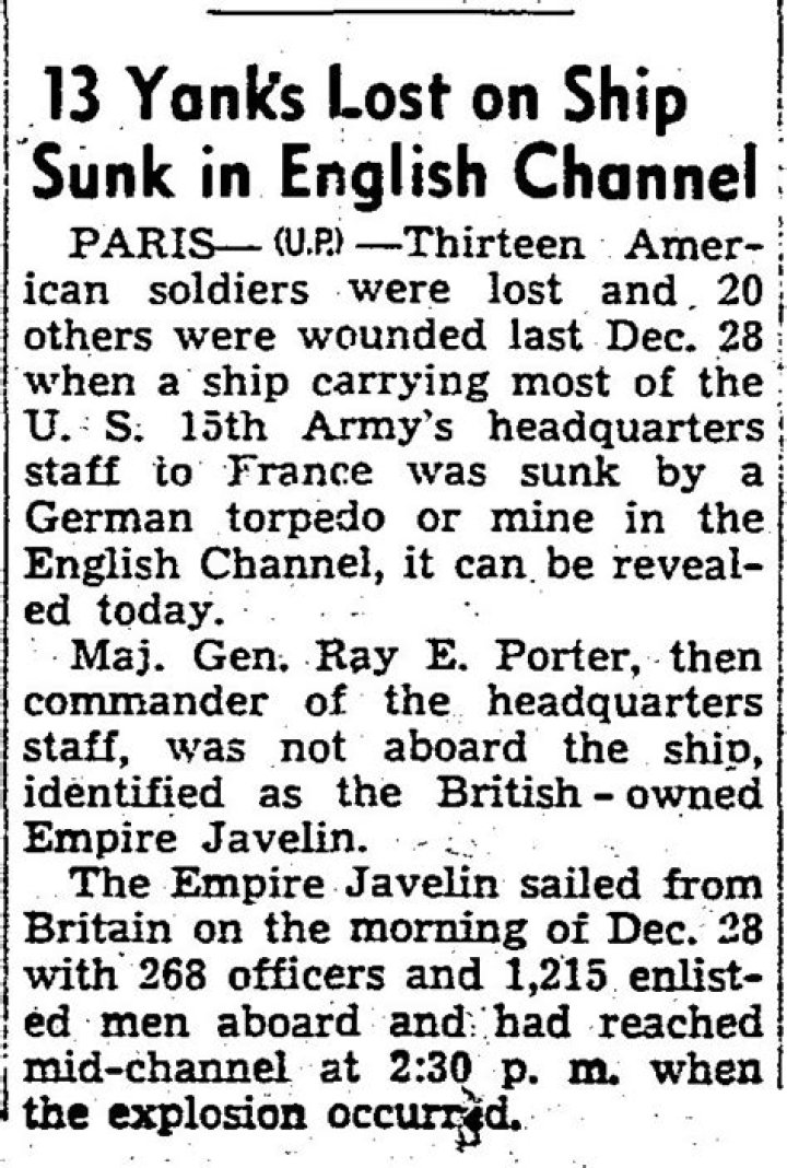 MaritimeQuest Empire Javelin (1944) Front Pages