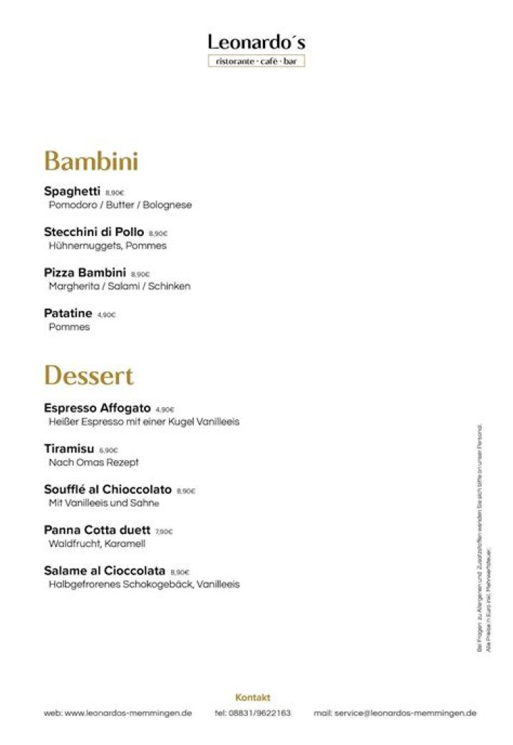 Menu at Leonardo's Pizza pizzeria, Massapequa