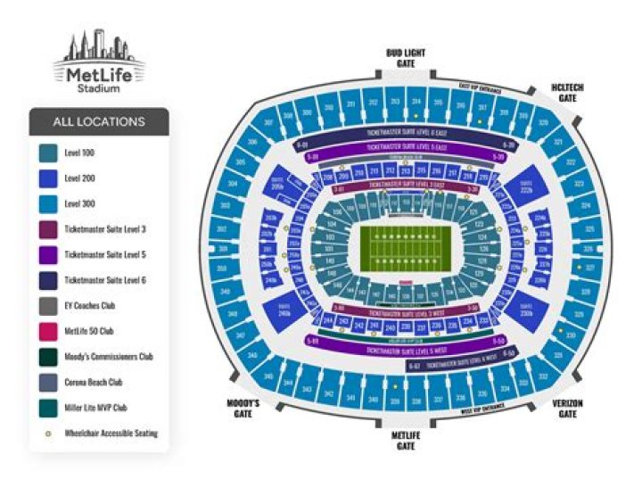 Metlife seat map Metlife map (New York USA)