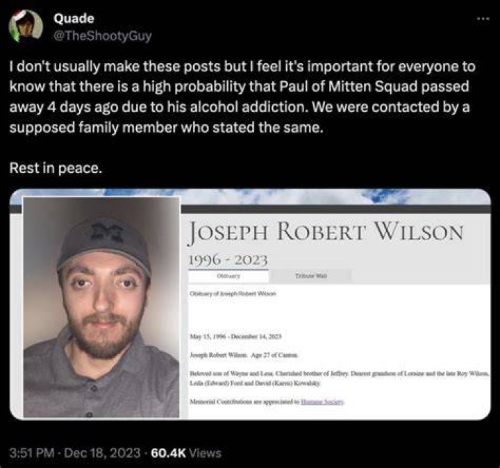 Mitten Squad died, How did the YouTuber die? cause of death explained