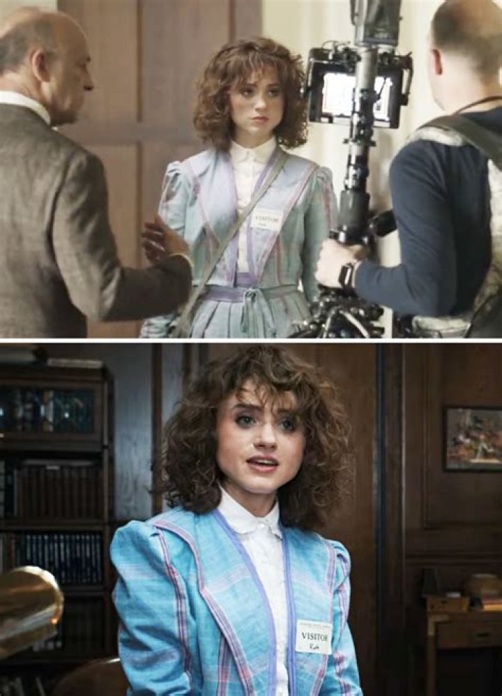 Natalia Dyer behind the scenes of Stranger Things Dyer hair, Nancy