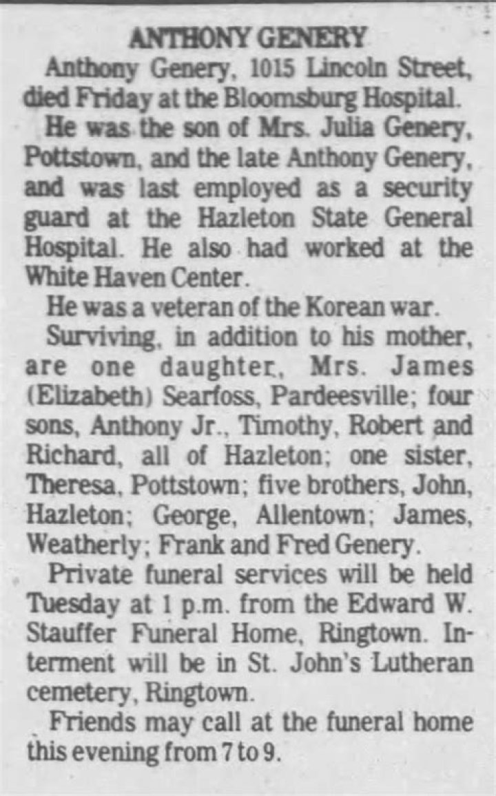 Obituary for Anthony "Tony" Zappa