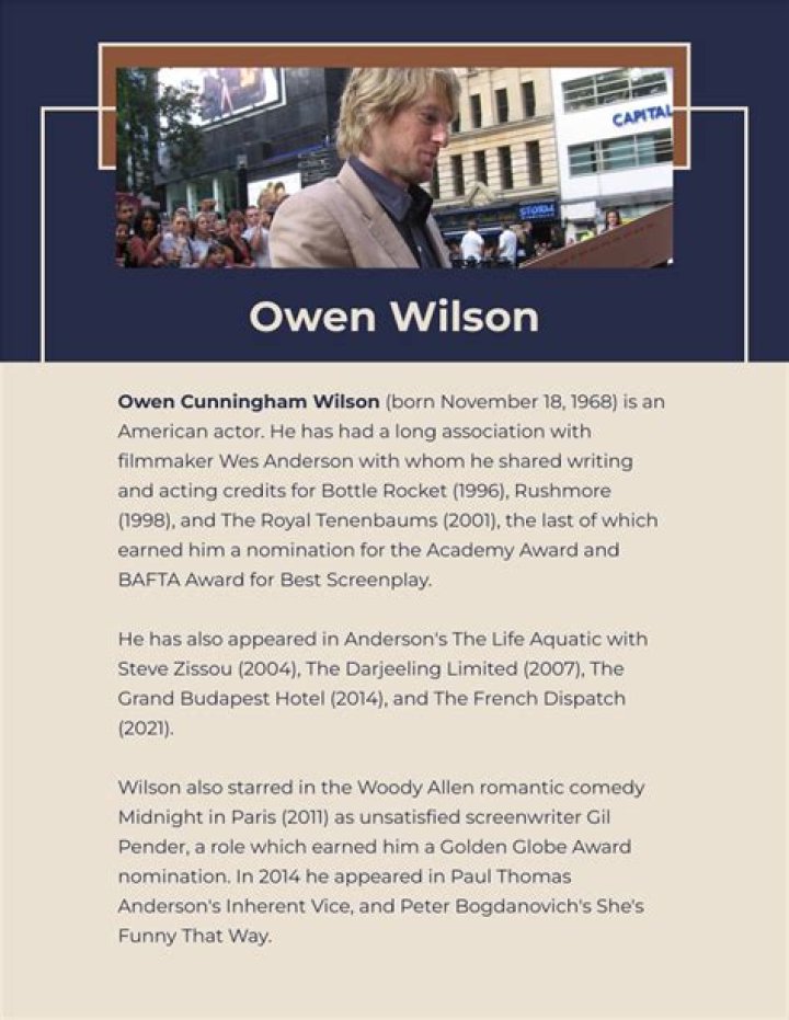 Owen Wilson Biography