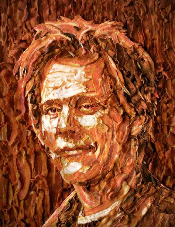 Portrait of Kevin Bacon Made Out of Bacon Kevin bacon, Amazing food