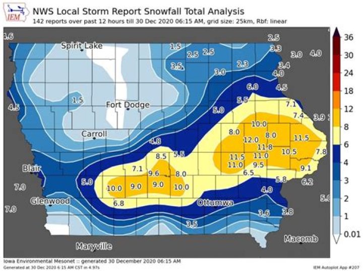 Quad Cities Area Snowfall Totals