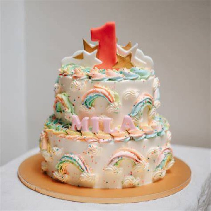 Rainbow & Clouds Two Tier Cake Peggy Porschen Cakes Ltd