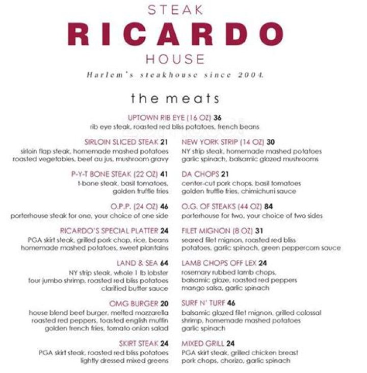 Ricardo Steak House 10029 East Harlem Manhattan New York City