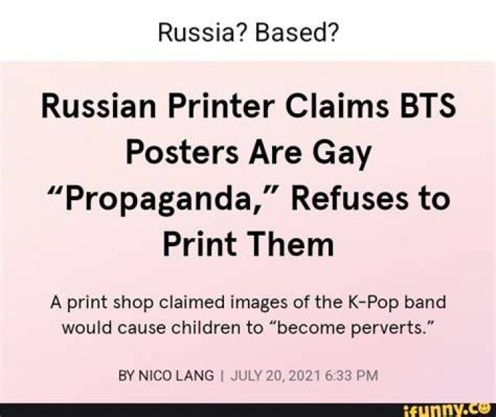 Russian Printer Claims BTS Posters Are Gay &ldquo;Propaganda,&rdquo; Refuses to