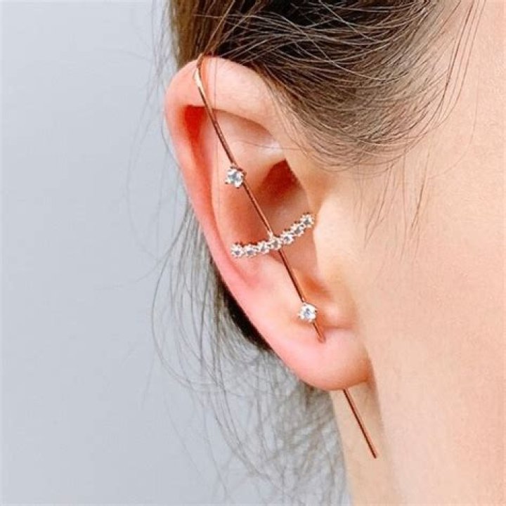 SALE Rose Gold Ear Bar. Intersect Ear Cuff. Ear Climber Ear bar, Ear