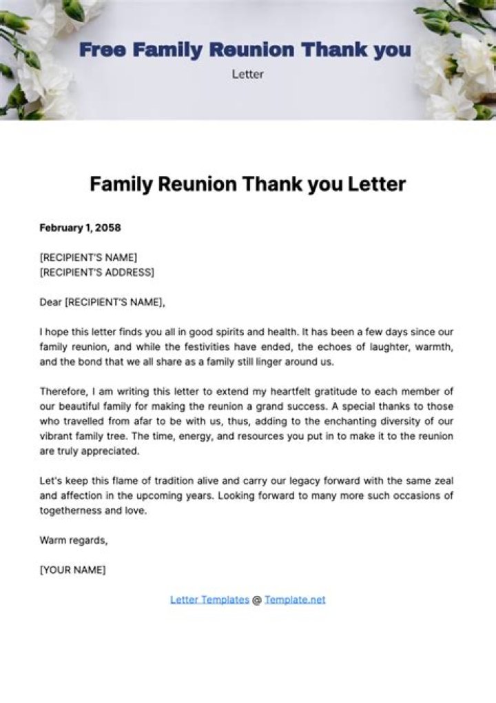 SAMPLE FAMILY REUNION LETTERS Google Search Family reunion planning