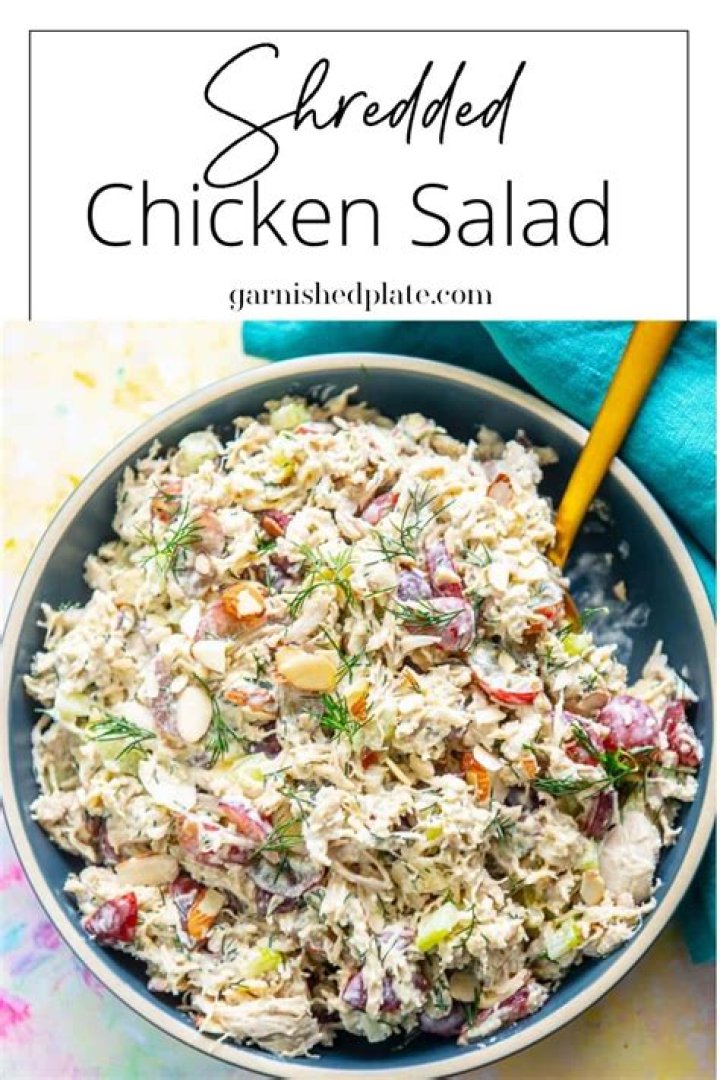 Shredded Chicken Salad Garnished Plate