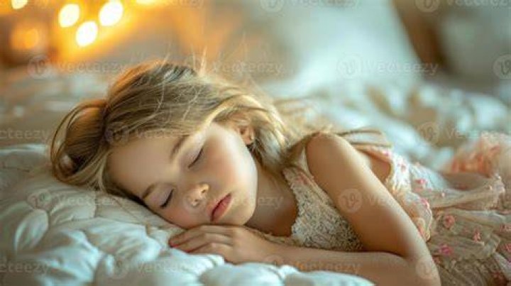 Sleeping Little Girl Dressed for Winter Hold Hands Under Chin Head
